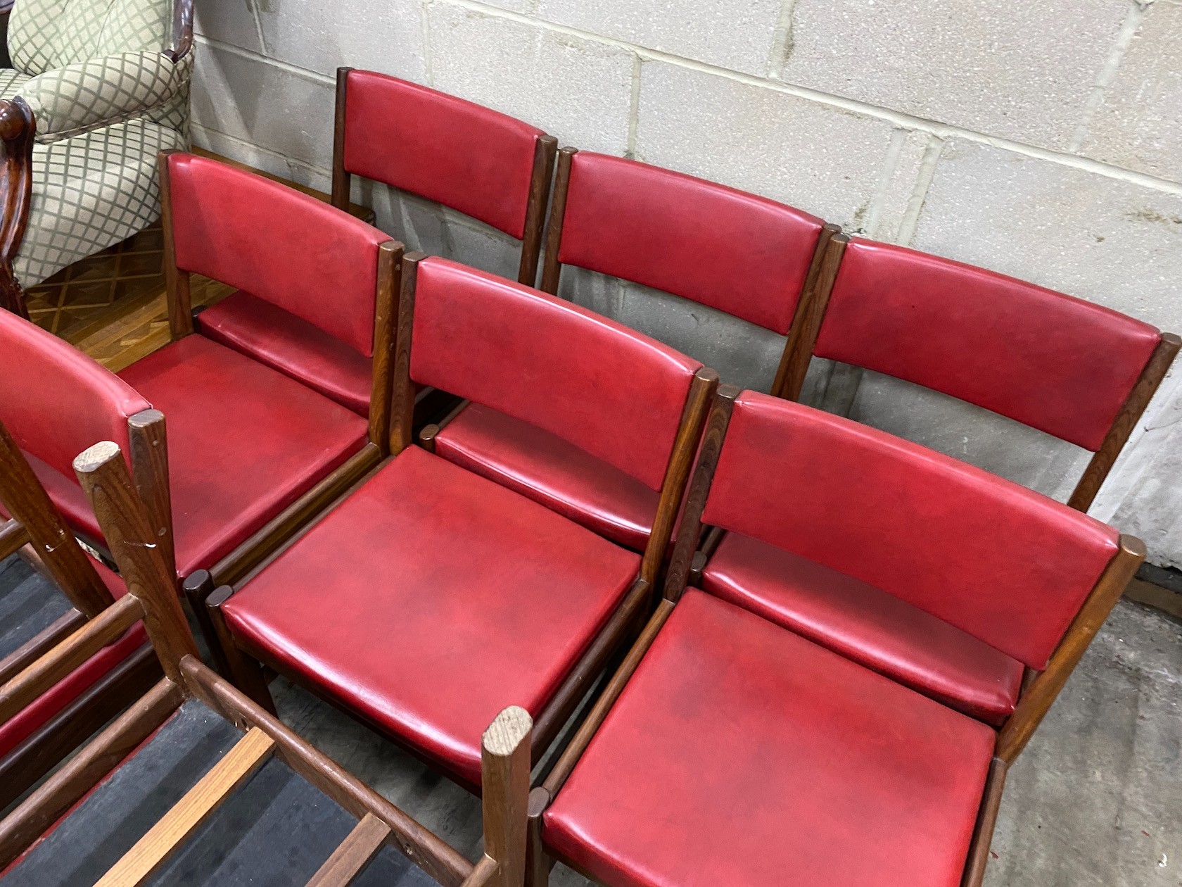 A set of ten 1950s teak dining chairs, possibly Mackintosh